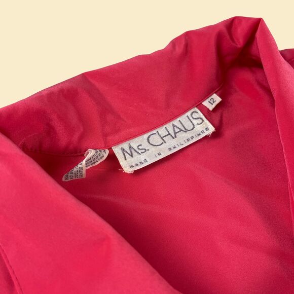 Vintage 80s hot pink dress by Ms. Chaus, size 12, long sleeve maxi dress - Picture 4 of 9